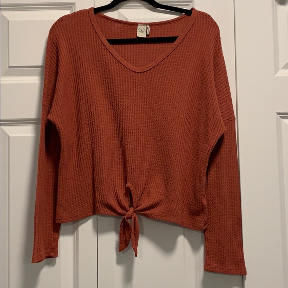 Paper Crane Pink/Red Waffle Tie Long Sleeve Shirt